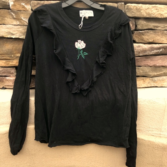 Wildfox Tops - Wild fox women black ruffle T-shirt Size Small